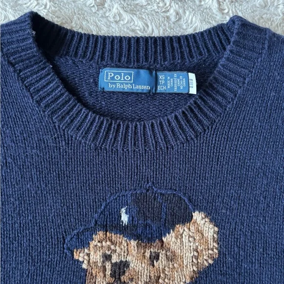 Polo Ralph Lauren Navy Bear Sweater Jumper XS